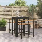 vidaXL Ensemble de bar jardin 5 pcs noir poly rotin/bois, Verzenden, Neuf