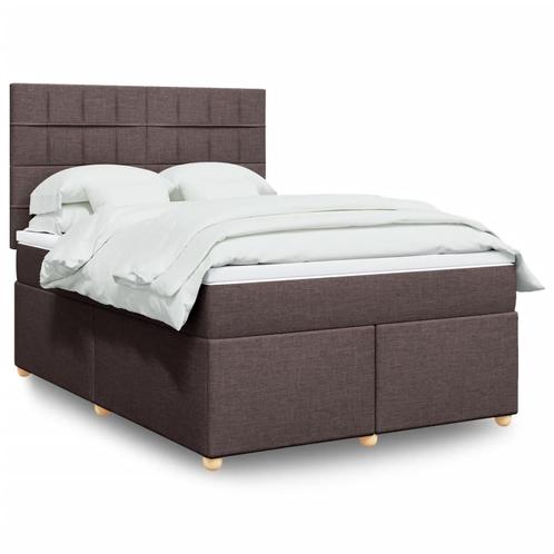 vidaXL Boxspring met matras stof donkerbruin 160x200 cm, Huis en Inrichting, Slaapkamer | Bedden, Nieuw, Verzenden