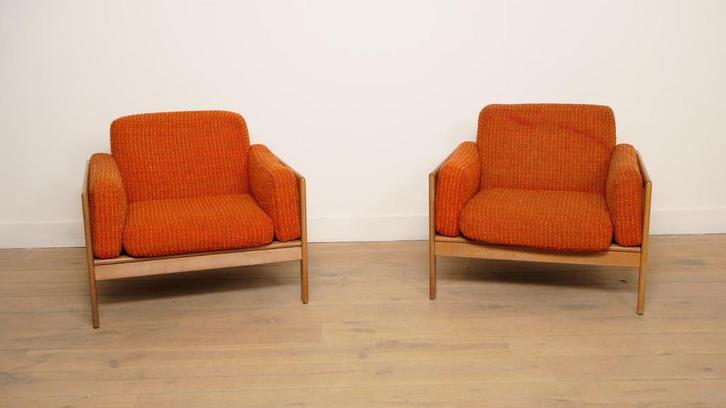 Set van 2 vintage fauteuils | Eiken | Deens, Maison & Meubles, Fauteuils, Enlèvement ou Envoi