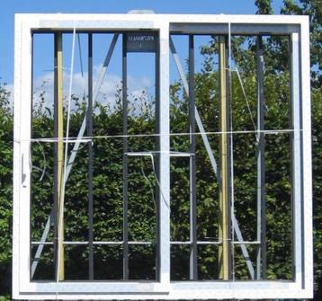 pvc schuifraam , schuifdeur , pui 259 x 249 wit / zwart 9011 beschikbaar voor biedingen