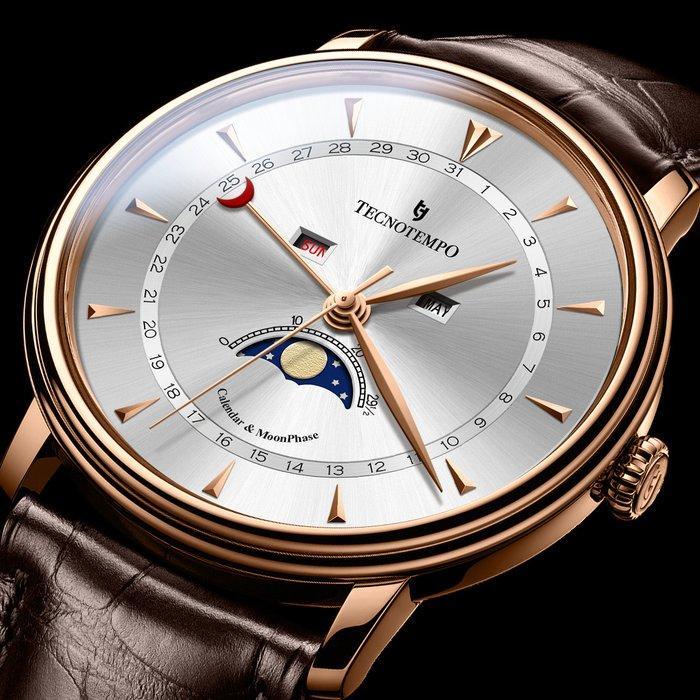 Tecnotempo - Calendar & Moon Phase - 40mm - - Zonder, Handtassen en Accessoires, Horloges | Heren