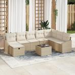 vidaXL 9-delige tuinsofa set met kussens in beige poly, Verzenden, Nieuw