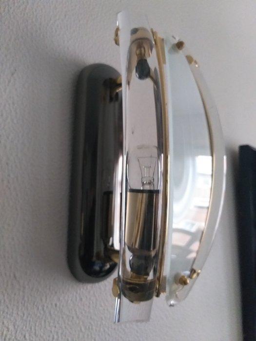 Wandkandelaar (2) - Verguld messing, Rotsglaspunt - Stijl, Huis en Inrichting, Overige Huis en Inrichting