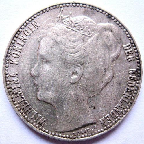 Pays-Bas. Wilhelmina. 1 Gulden 1907 - portret met diadeem, Postzegels en Munten, Munten | Nederland
