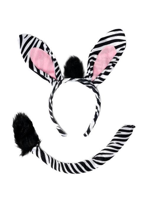 Zebra Haarband Oren Staart Diadeem Set Zebraprint Zwart Wit, Kleding | Dames, Carnavalskleding en Feestkleding, Nieuw, Ophalen of Verzenden