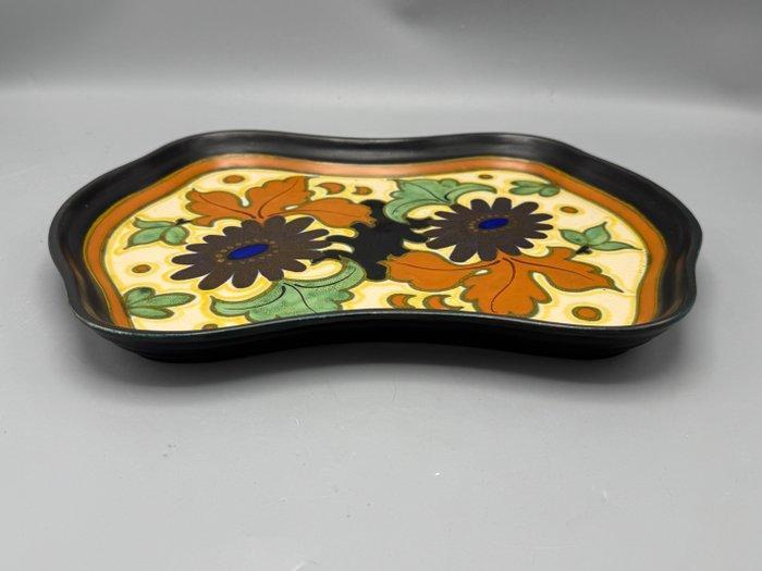 grote plateel schaal dienblad gemaakt te Gouda. - Dienblad -, Antiquités & Art, Art | Objets design