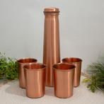 Puur koperen set van fles toren plain ± 950 ml met 4 bekers, Ophalen of Verzenden, Nieuw