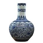 Fine Asianliving Grand Vase Chinois Porcelaine Dragon Bleu