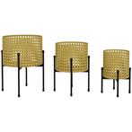 Plantenstandaards - Elegance Living - Rotan look - Goud, Tuin en Terras, Bloembakken en Plantenbakken, Ophalen of Verzenden, Nieuw