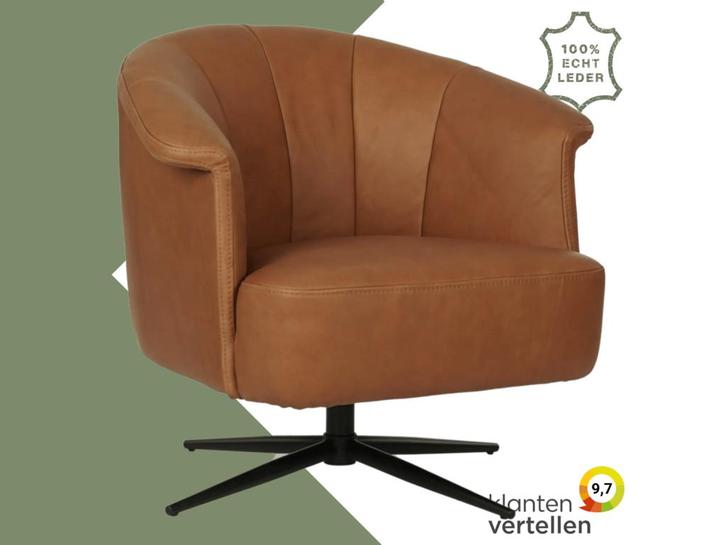 Leren draaifauteuil Embrace, Huis en Inrichting, Fauteuils, 75 tot 100 cm, 75 tot 100 cm, Nieuw, Leer, Ophalen of Verzenden