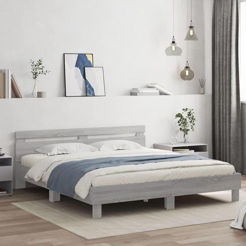 vidaXL Bedframe met hoofdeinde bewerkt hout grijs sonoma, Huis en Inrichting, Slaapkamer | Bedden, Nieuw, Verzenden