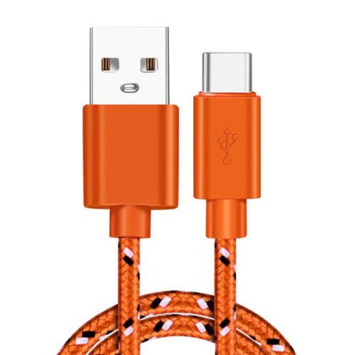 USB-C Oplaadkabel 3 Meter Gevlochten Nylon - Tangle, Telecommunicatie, Mobiele telefoons | Telefoon-opladers, Nieuw, Verzenden