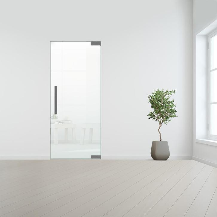 Glazen binnendeur zonder kozijn RVS beslag-Rechtsdraaiend-Sa, Doe-het-zelf en Bouw, Glas en Ramen, Nieuw, Verzenden