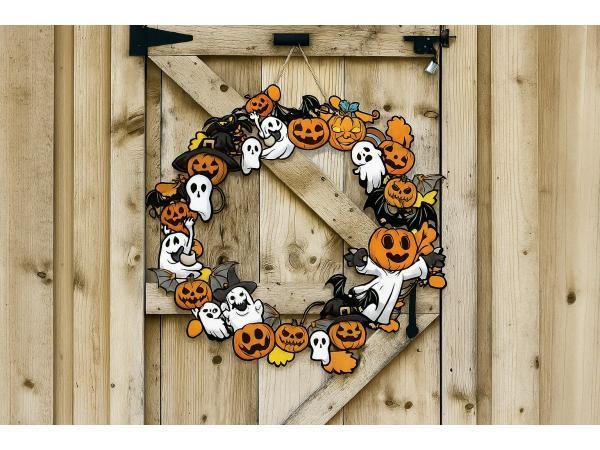 Veiling - Halloween deurkrans - 30 cm, Hobby en Vrije tijd, Feestartikelen