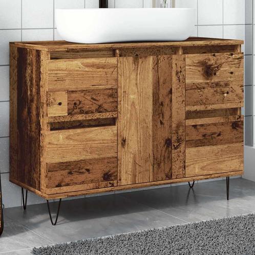 vidaXL Badkamerkast 80x33x60 cm bewerkt hout oud houtkleurig, Huis en Inrichting, Badkamer | Badkamermeubels, Nieuw, Verzenden