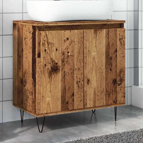 vidaXL Badkamerkast 58x33x60 cm bewerkt hout oud houtkleurig, Huis en Inrichting, Badkamer | Badkamermeubels, Nieuw, Verzenden