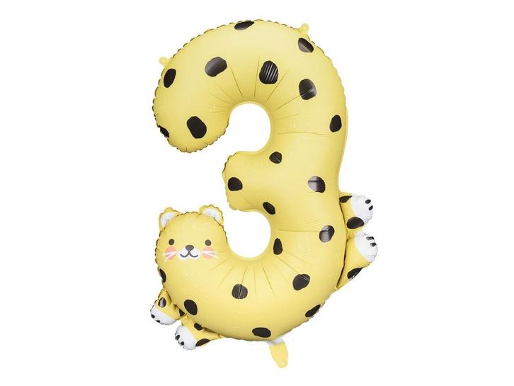 Helium Ballon 3 Jaar Cheetah Leeg 75cm, Hobby en Vrije tijd, Feestartikelen, Nieuw, Verzenden