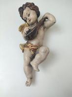 Snijwerk, Holzfigur - farbiger Engel mit Mandoline -