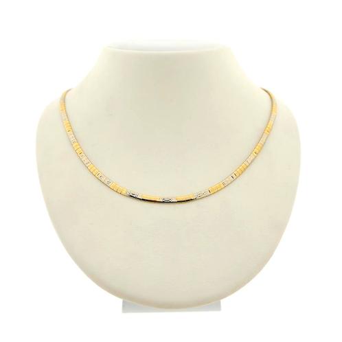 Bicolor gouden omega collier | 43 cm (slangenketting), Handtassen en Accessoires, Kettingen, Overige kleuren, Gebruikt, Goud, Ophalen of Verzenden