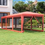vidaXL Partytent met 8 mesh zijwanden 3x9 m HDPE rood, Verzenden, Nieuw