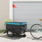 vidaXL Fietstrailer 45 kg ijzer zwart en blauw, Fietsen en Brommers, Fietsaccessoires | Aanhangwagens en Karren, Verzenden, Nieuw