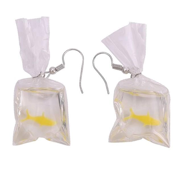 Fako Bijoux - Oorbellen - Goudvis In Een Zakje – Geel, Bijoux, Sacs & Beauté, Boucles d'oreilles, Envoi