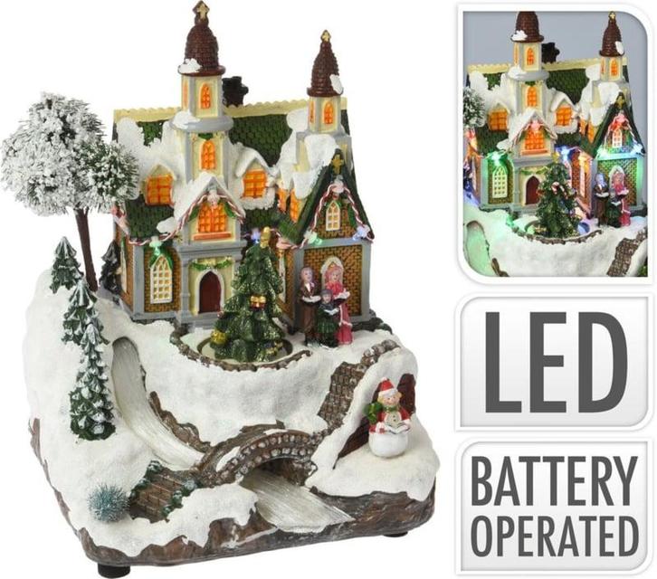 2dekans | kersttafereel kerk met fiber optic rivier –, Diversen, Kerst, Ophalen of Verzenden