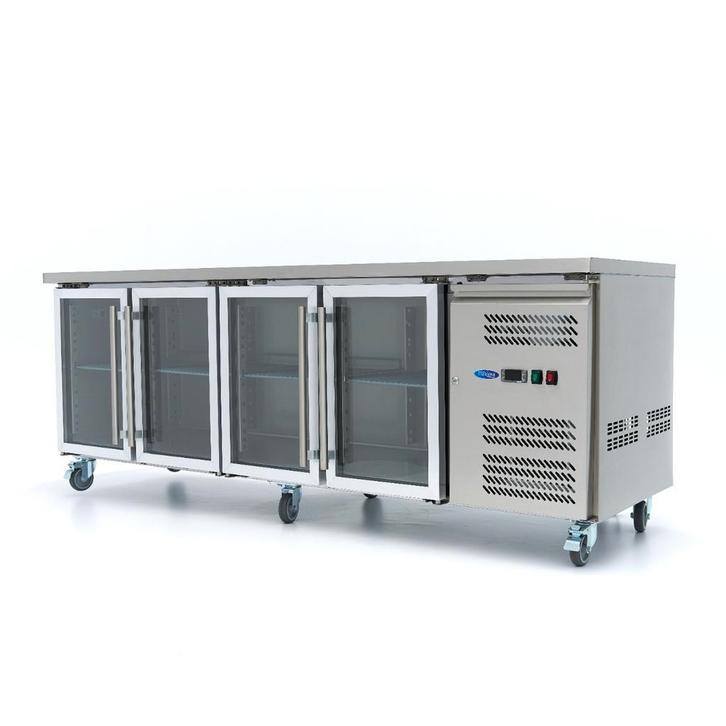 Koelwerkbank - 223 cm - 4 Glazen Deuren, Zakelijke goederen, Horeca | Keukenapparatuur, Nieuw in verpakking, Koelen en Vriezen