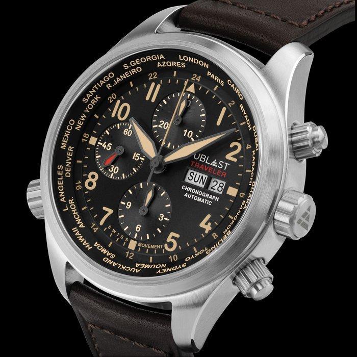 Ublast - Traveler Chronograph World Time - REF.UBTRCH47BN -, Handtassen en Accessoires, Horloges | Heren