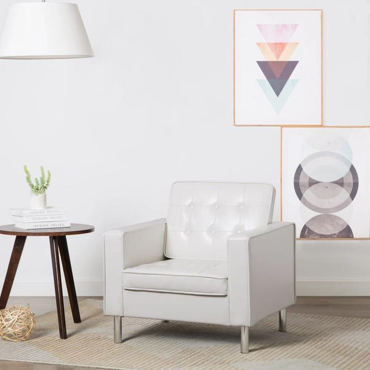 Witte Fauteuil Kunstleer - - Tweede Kansje - 55% Korting!, Huis en Inrichting, Fauteuils, 75 tot 100 cm, Minder dan 75 cm, Nieuw