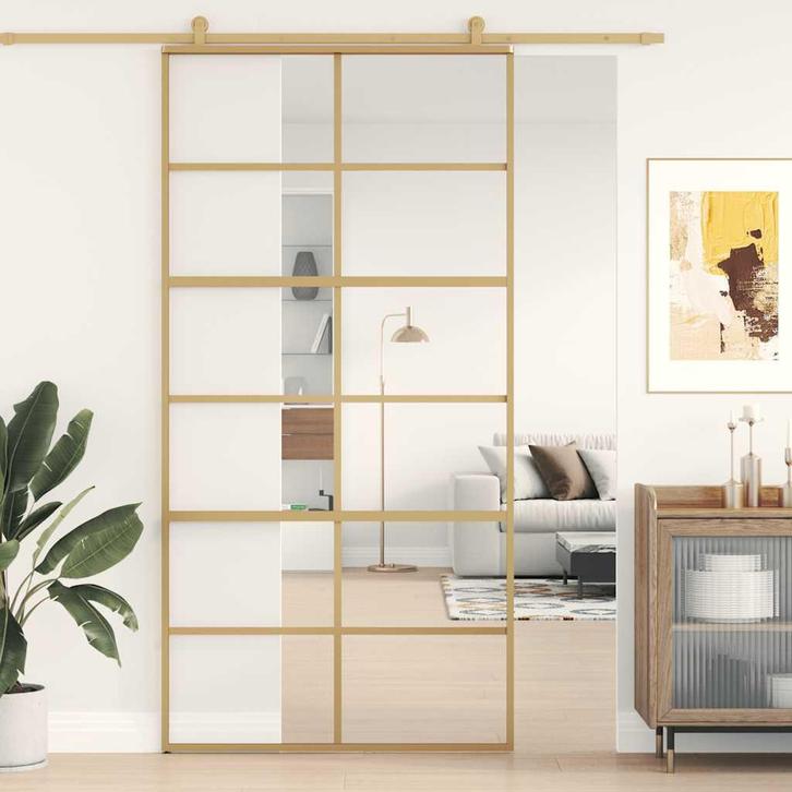 vidaXL Schuifdeur 102,5x205 cm helder ESG-glas en aluminium, Doe-het-zelf en Bouw, Deuren en Vliegenramen, Nieuw, Verzenden