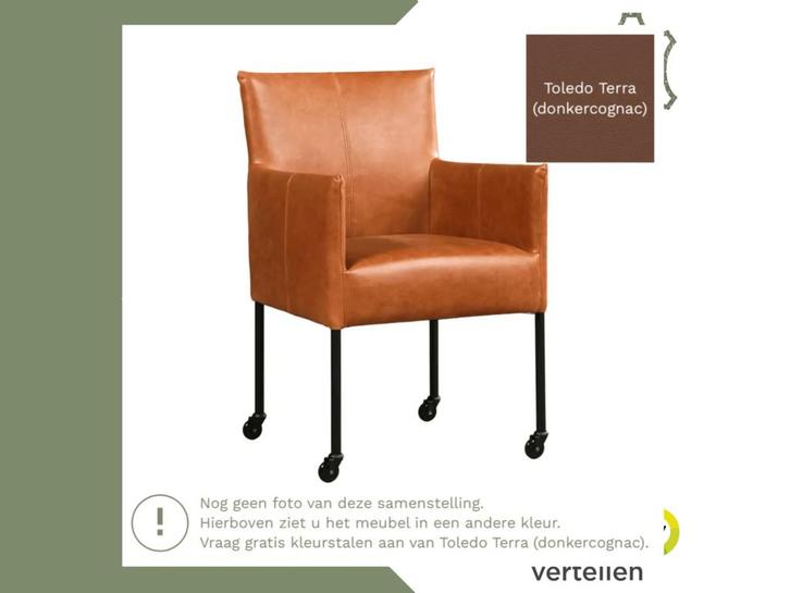 Leren eetkamerstoel Desire - Toledo Terra (donkercognac) -, Huis en Inrichting, Stoelen, Bruin, Eén, Nieuw, Leer, Ophalen of Verzenden