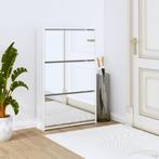 vidaXL Schoenenkast met spiegel 3-laags hoogglans wit, Huis en Inrichting, Kasten | Schoenenkasten, Verzenden, Nieuw