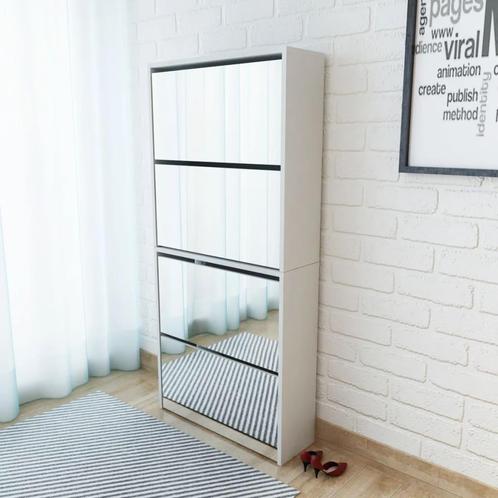 vidaXL Schoenenkast met 4 spiegels 63x17x134 cm wit, Huis en Inrichting, Kasten | Schoenenkasten, Nieuw, Verzenden