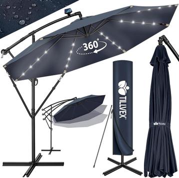 Tillvex® LED Parasol - Zweefparasol - Ø300cm - 360° Draaibaa, Verzenden