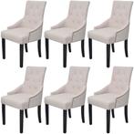 vidaXL Chaises Ã  manger lot de 6 gris crÃ¨me tissu, Verzenden, Neuf