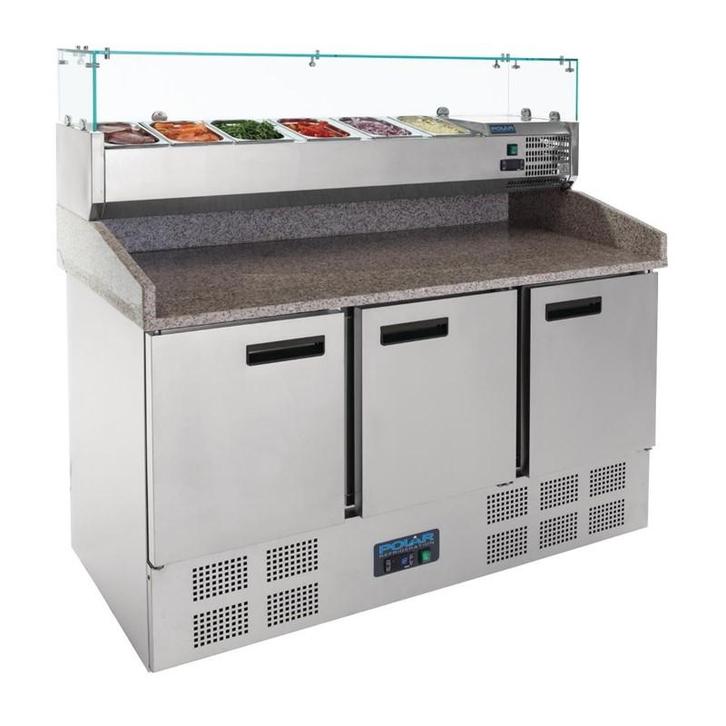 Polar G-serie gekoelde pizzawerkbank met prepareer-unit 368L, Zakelijke goederen, Horeca | Keukenapparatuur, Koelen en Vriezen