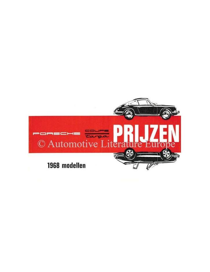 1968 PORSCHE 911 / 912 PRIJSLIJST NEDERLANDS, Boeken, Auto's | Folders en Tijdschriften, Ophalen of Verzenden