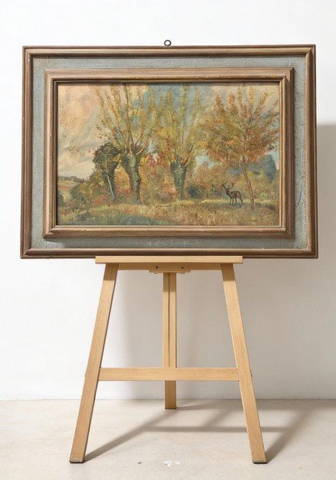 Richard Ranft (1862-1931) - Cerf dans la clairière automnale, Antiquités & Art, Art | Peinture | Classique