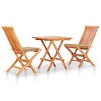 vidaXL Ensemble de bistro 3pcs avec coussins beige Bois, Jardin & Terrasse, Verzenden, Neuf