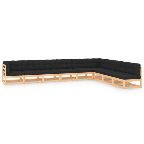 vidaXL 9-delige Loungeset met antracietkleurige kussens, Tuin en Terras, Tuinsets en Loungesets, Loungeset, Nieuw, Verzenden