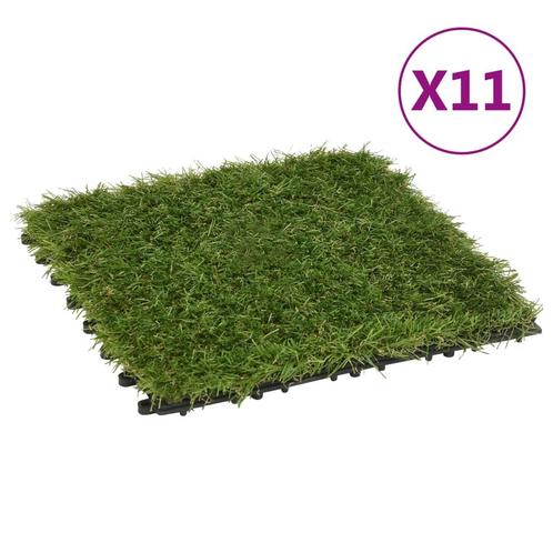 vidaXL Kunstgrastegels 11 st 30x30 cm groen, Maison & Meubles, Accessoires pour la Maison | Plantes & Fleurs artificielles, Envoi