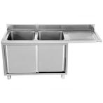 Spoeltafel | RVS | 2 Spoelbakken (Links) + Afdruipvlak |, Verzenden, Nieuw in verpakking