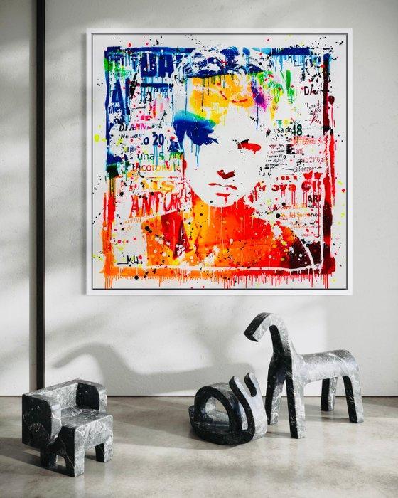 Mikko - Gene Tierney Turnstile Colours On Frame - XL, Antiquités & Art, Art | Peinture | Moderne