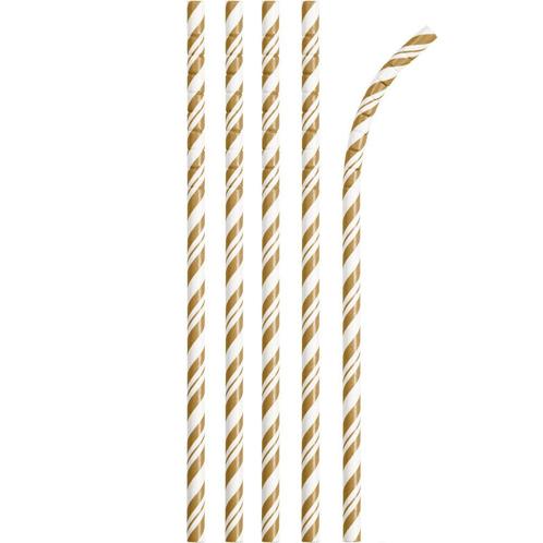 Gouden Rietjes Gestreept 24st, Hobby en Vrije tijd, Feestartikelen, Nieuw, Verzenden