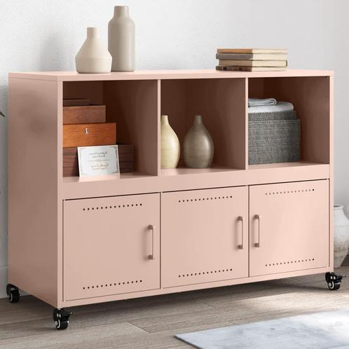 vidaXL Dressoir 100,5x39x72 cm staal roze, Huis en Inrichting, Kasten | Dressoirs, Nieuw, Verzenden