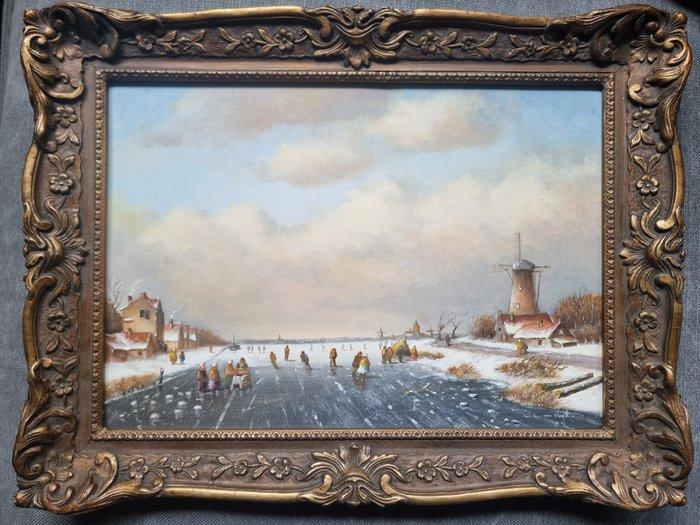 L.van Vugt ( 1952 ) - IJsgezicht, Antiek en Kunst, Kunst | Schilderijen | Klassiek