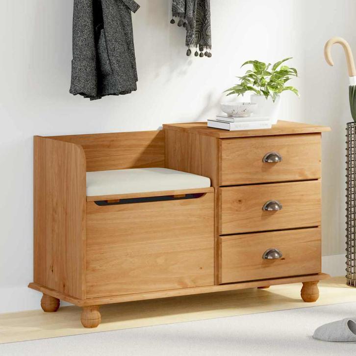 vidaXL Opbergbank voor de entree met lade ASKIM Bruin 100 x, Huis en Inrichting, Overige Huis en Inrichting, Nieuw, Verzenden