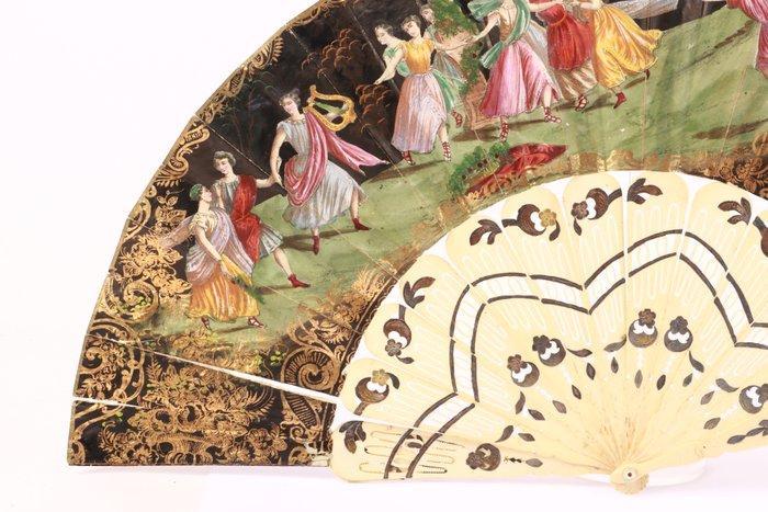 Éventail - Os, Papier - Éventail pliant ancien, Antiquités & Art, Antiquités | Autres Antiquités