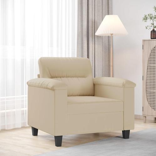 vidaXL Fauteuil 60 cm microvezelstof crèmekleurig, Huis en Inrichting, Zetels | Zetels, Nieuw, Verzenden
